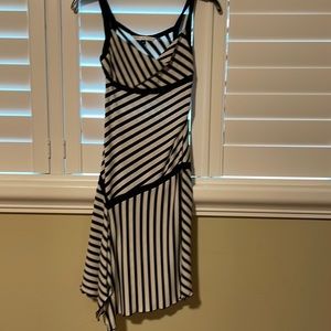 Navy and white striped asymmetrical Diane Von Furstenberg